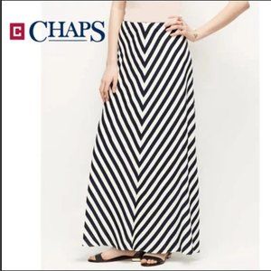 3/$25 Navy Blue and White Chevron Stripes A-line Maxi Skirt